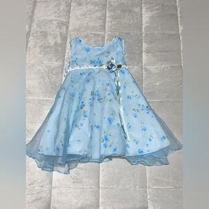 Rare Editions Light Blue Floral Organza Party Dress